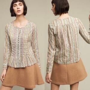 Anthropologie Maeve Gelise Floral Pintuck Button Down Blouse - Size M